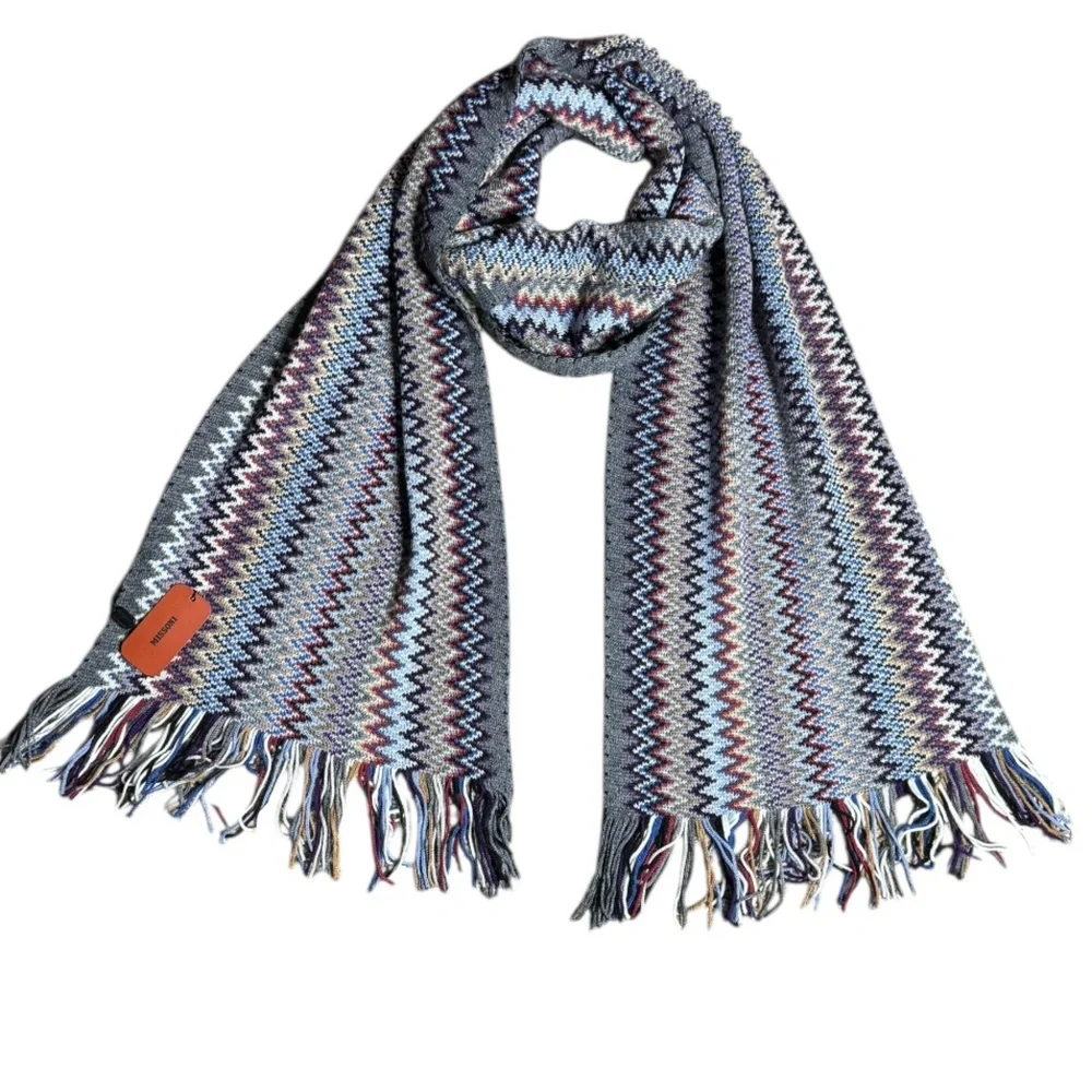 MISSONI Wool Blend Chevron Zig-Zag Scarf NWT
